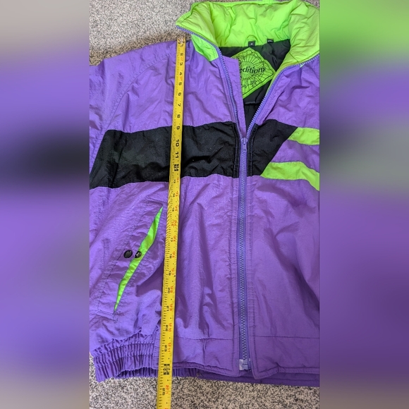 Vtg Retro Expeditions Purple/Green Nylon Colorblock Puffer Jacket Women's Medium - Picture 8 of 10